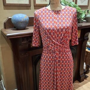 Donna Morgan Red Geometric Midi Dress SIZE 10